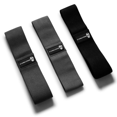 Gymreapers Hip Bands for Booty Workouts | Non Slip Fabric Band Set with 3 Levels - Resistance Bands for Legs & Hip - for Men & Women (Black)