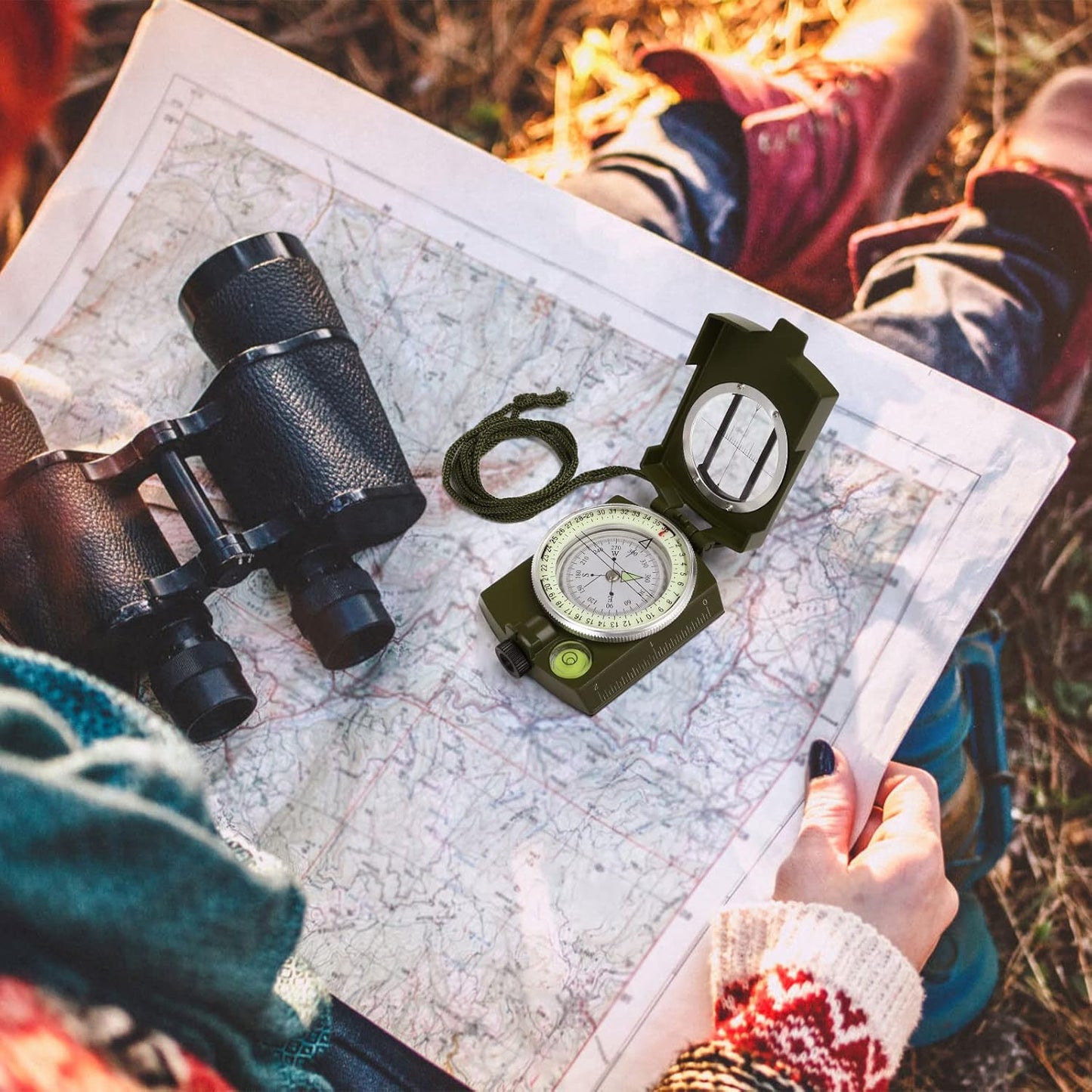 Military Lensatic Sighting Compass - Waterproof & Durable for Outdoor Adventures