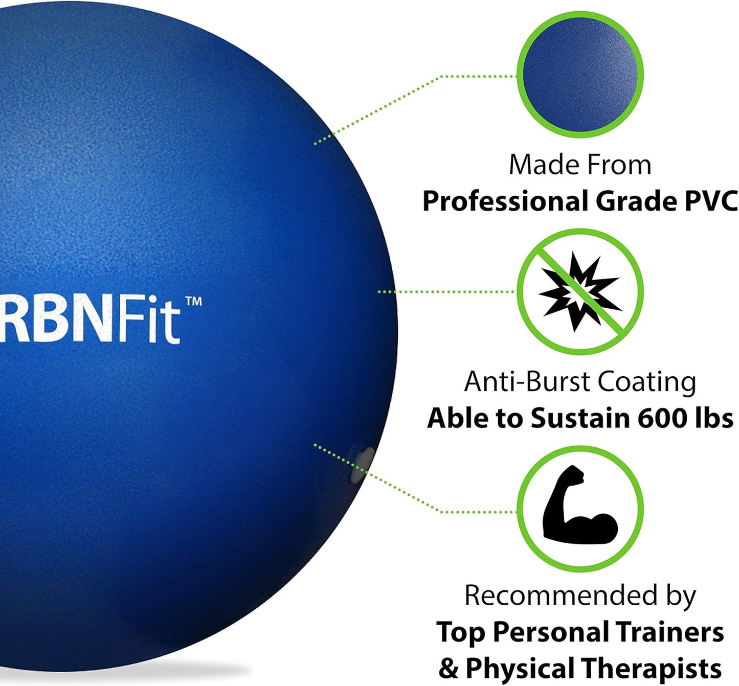 URBNFit Small Exercise Ball - 9-inch Mini Pilates Ball with Fitness Guide for Yoga, Barre, Physical Therapy, Stretching & Core Stability Workout