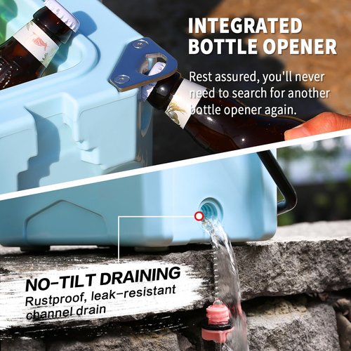 EchoSmile 12/18 Quart Rotomolded Cooler, Portable Hard Ice Chest, Suit for BBQ, Camping, Pincnic