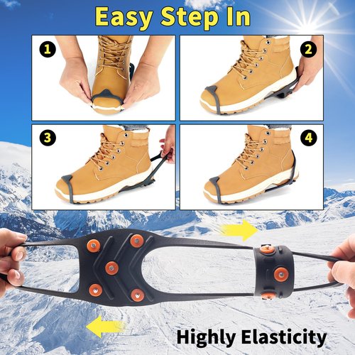 Xproutdoor Crampons Ice Cleats Snow Grips, Anti-Slip Traction Lightweight Portable for Walking on Snow & Ice, for Shoes/Boots