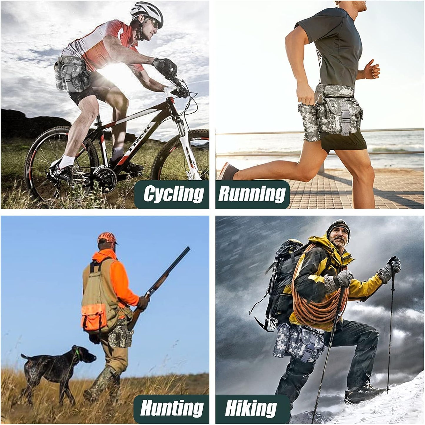 Waterproof Military Tactical Drop Leg Pouch Bag Type B Cross Over Leg Rig Outdoor Bike Cycling Hiking Thigh Bag