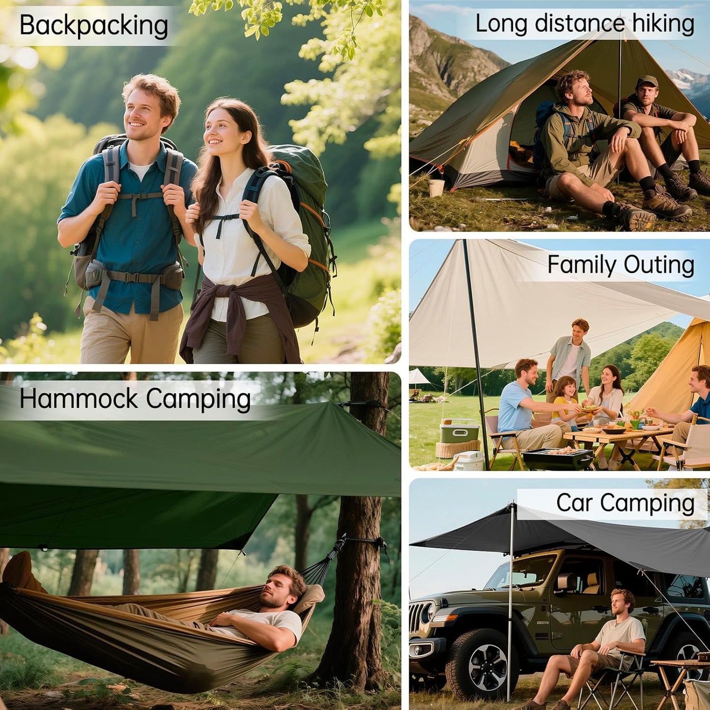 FREE SOLDIER Waterproof Portable Tarp Multifunctional Outdoor Camping Traveling Awning Backpacking Tarp Shelter Rain (Brown 10×10.5ft)