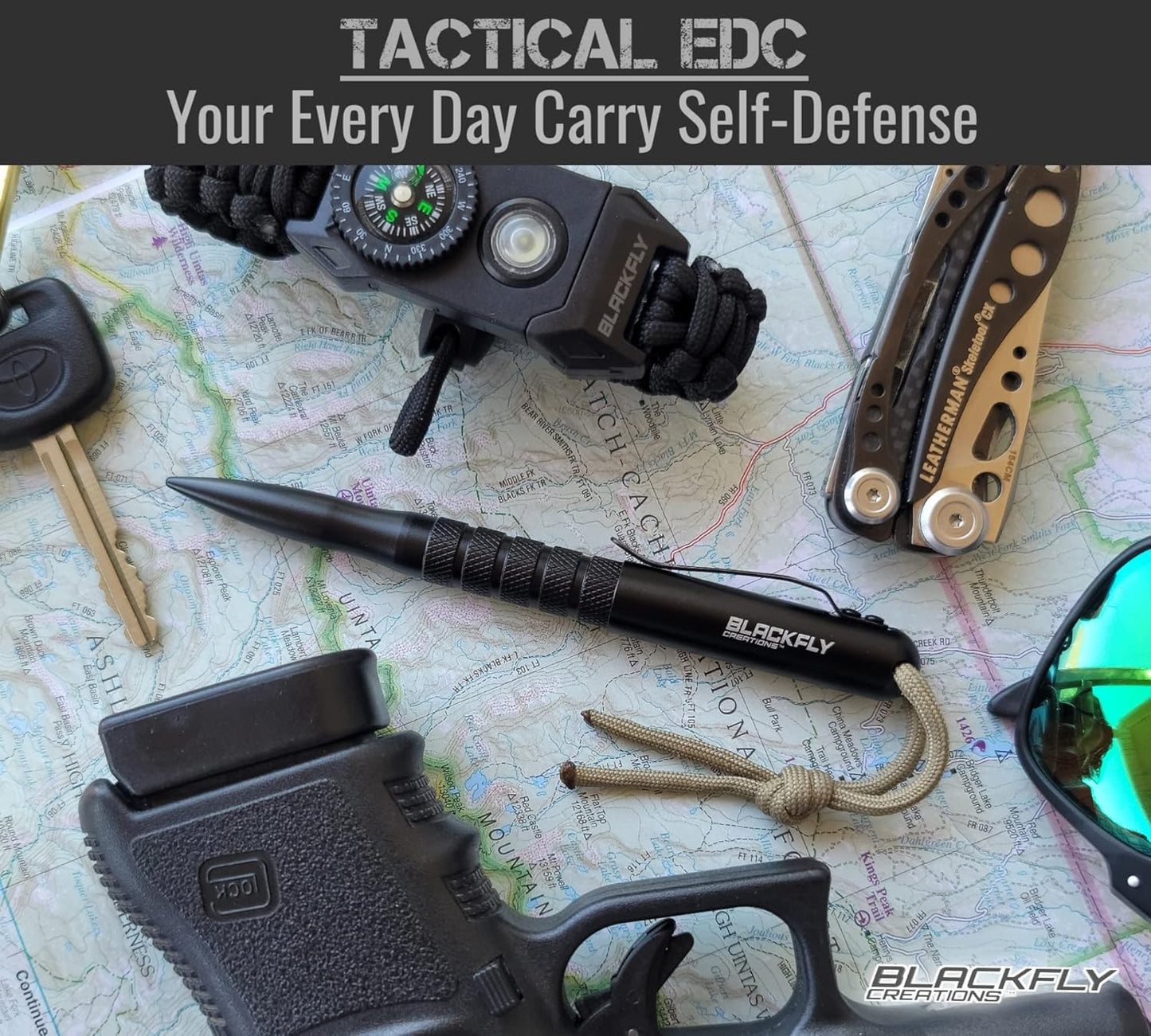 Tactical Pen Self Defense Weapon EDC Survival Tool, SWAT Military Police Gear Glass Breaker Kubaton, Drilled Cap for Lanyard or Keychain, 2nd Ink Refill & Gift Box Gray or Black 100% Quality Guarantee