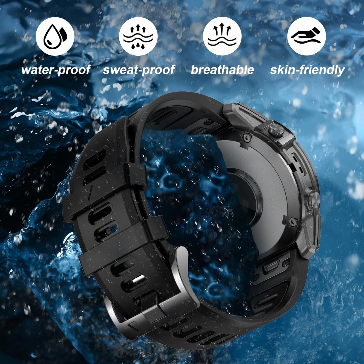 EZMVZKU 22mm Quickfit Sport Band for Garmin Fenix 8 47mm/Fenix 7/7 Pro/6/6 Pro/5 Plus,Silicone Watchband Strap for Forerunner 970 965 955/Approach S62/S70/quatix 8/tactix 8 47mm/Descent G2/G1 Solar
