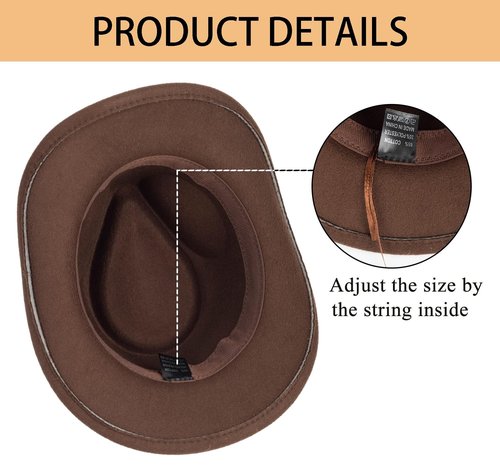 Eohak Kid Western Cowboy Hat Felt Cowgirl Fedora Hat with Buckle Belt for Boys Girls 4-8 Years