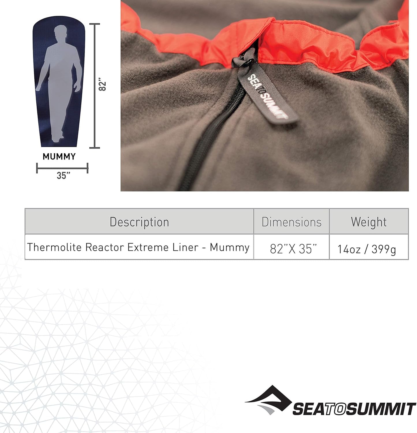 Sea to Summit Thermolite Reactor Extreme Sleeping Bag Liner - Red, 90 x 210 Centimeter