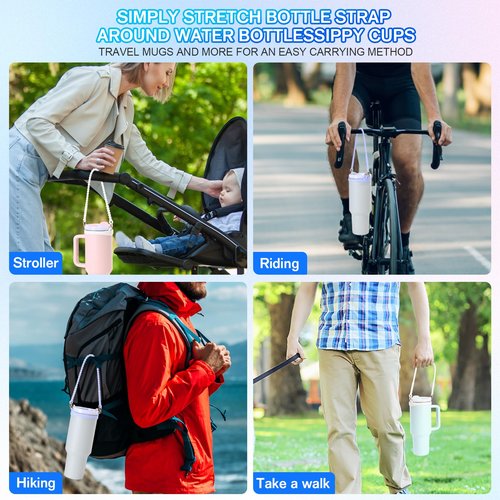 VZZNN 2PCS Water Bottle Handle - Strap Carrier Soft and Durable Silicone Water Bottle Sling Fits Most 8-40oz Bottles(W+P)