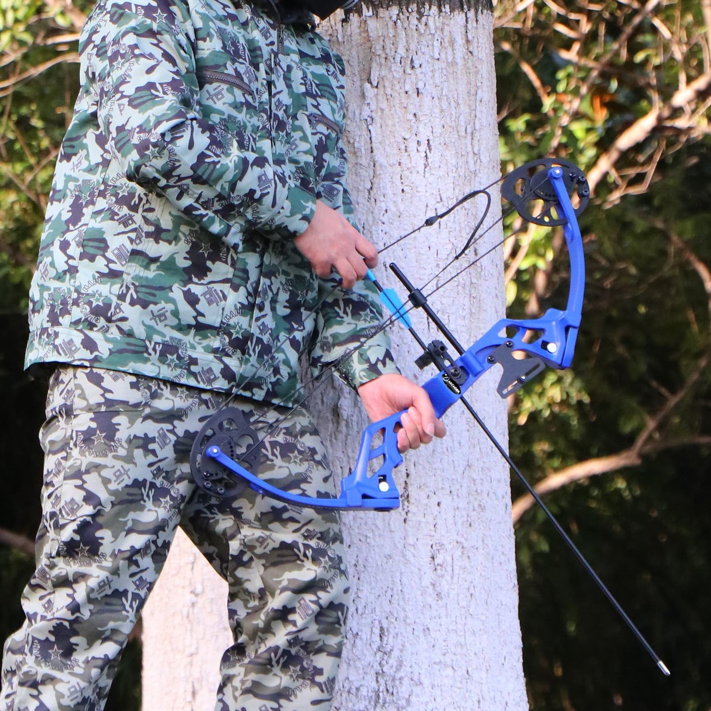 AKCHOER A208 Compound Bow and Arrow Set, 16-20 Lbs Draw Weight, Right Handed Bow for Kids Archery Beginner, Target Bow with Accessories for Teens Outdoor Sports Game Shooting Training (Blue)