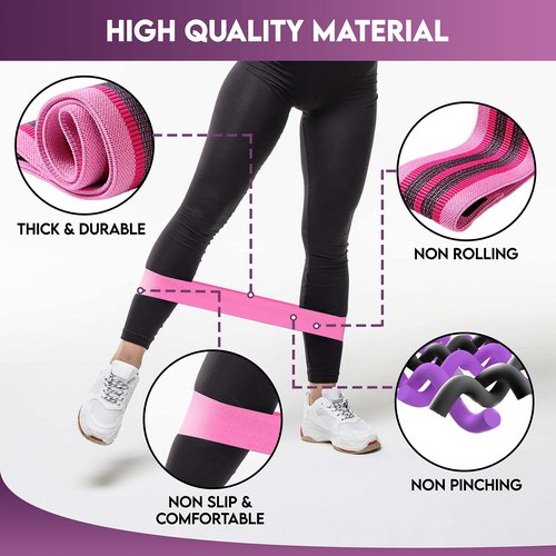 Tesistance Exercise Bands, Fabric Resistance Bands for Working Out Women and Men, 3 Levels Workout Bands, Non-Slip Booty Bands Set for Legs Butt Glute Squat