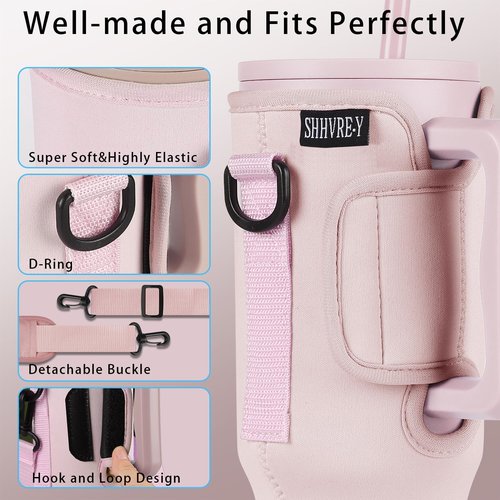 SHHVRE-Y Water Bottle Carrier Bag Compatible for Simple Modern 40oz Tumbler with Handle, Travel Water Bottle sling with Adjustable Shoulder Strap for Camping(Almond Birch)