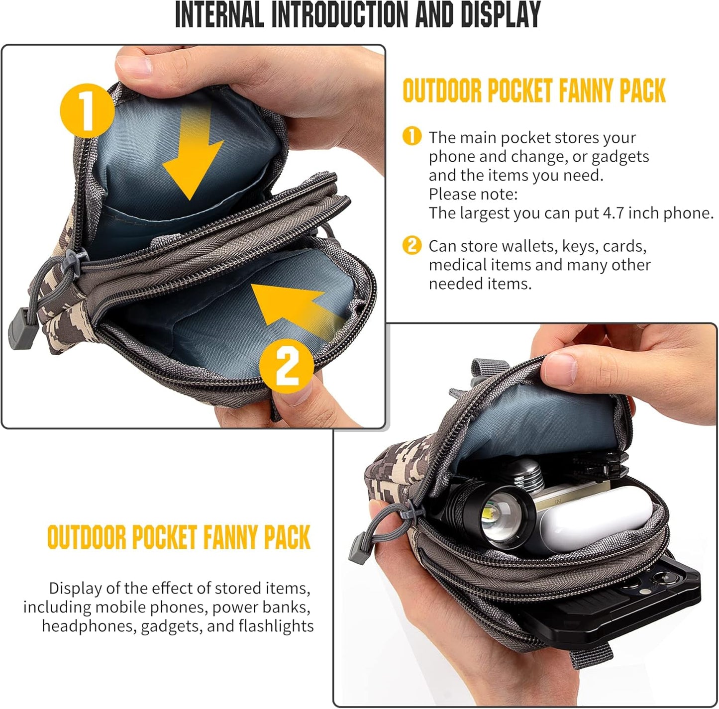 IronSeals Tactical Molle Phone Pouch Compact Utility Belt Waist Bag with Shoulder Strap for iPhone 14 Plus/14 Pro Max/14 Pro/14/13 Pro Max/13/12 Pro