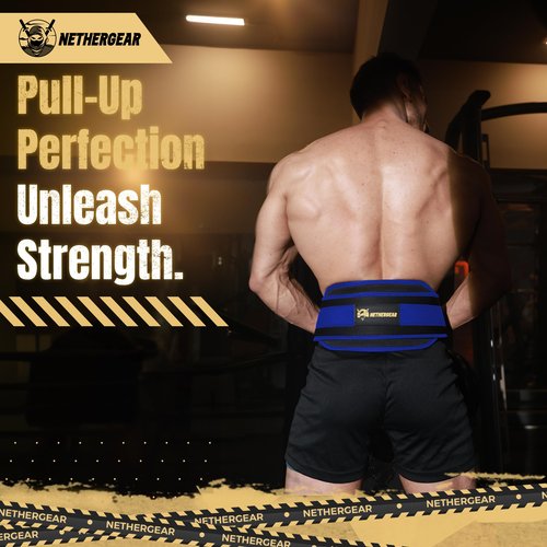 Nethergear Dip Belt for Weight Lifting with 36” Heavy-Duty Steel Chain, Comfortable Neoprene & Strong Stitching, Weighted Belt Ideal for Bodybuilding, Powerlifting, Pull Ups & Squats - Blue…