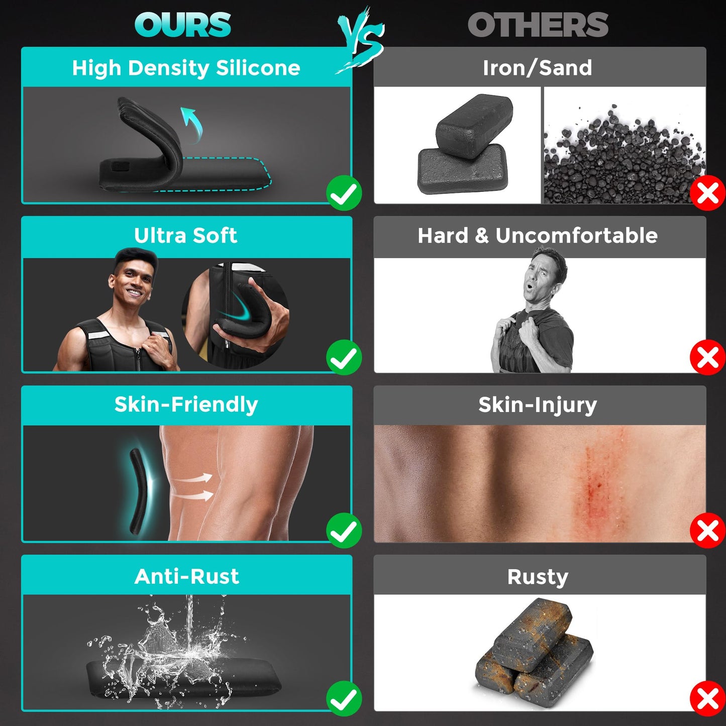 Adjustable Weighted Vest Men 2-35 lbs/2-45 lbs, Rucking Vests for Walking with Zipper/16pcs Silicone Weights, Strength Training Workout Vest for Running Walking GYM Home, Removable Reflective Strips