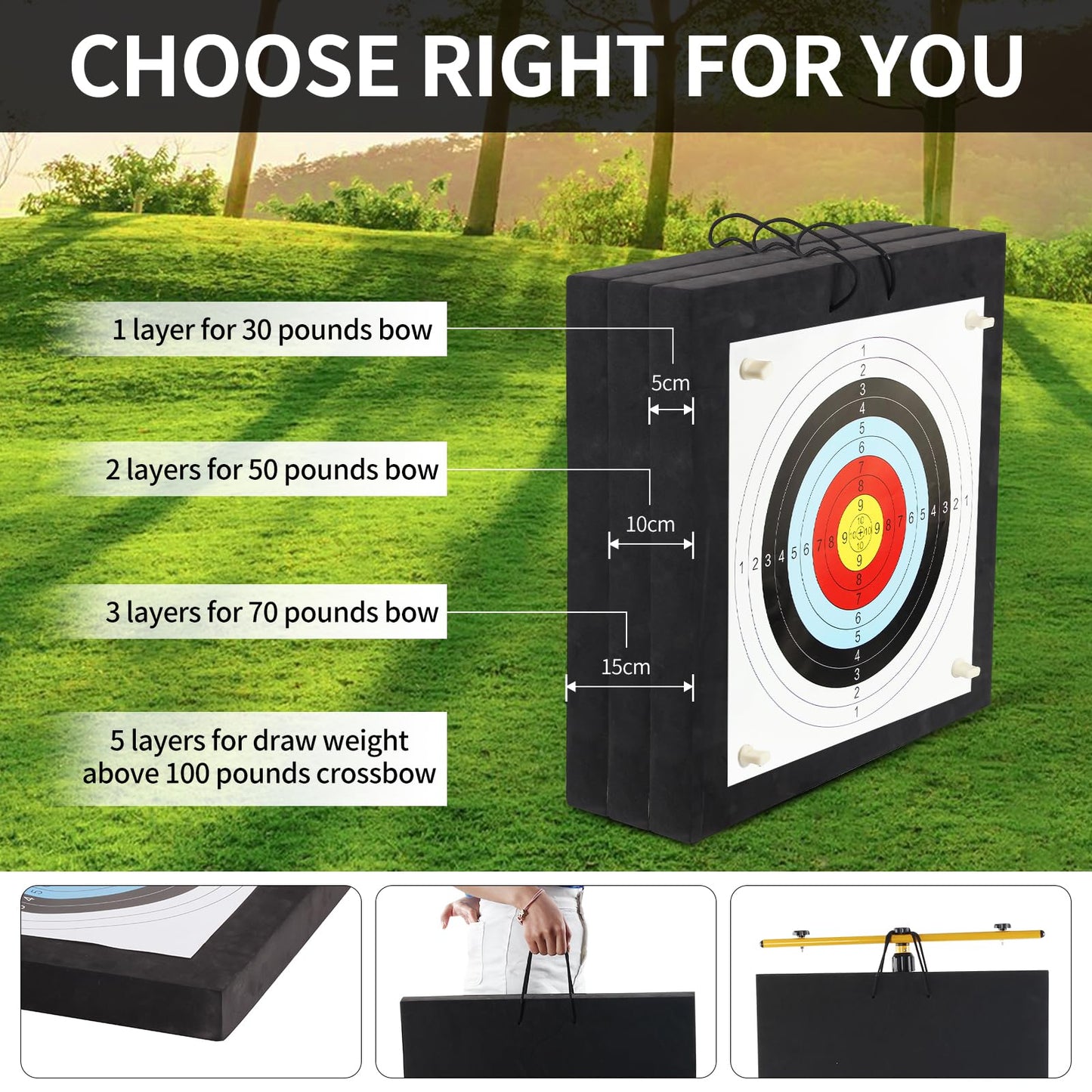 FENJANER Archery Target - 20'' Foam Targets for Backyard, Bow & Arrow Target with Rope for Recurve Bow Longbow or Compound Bow Shooting Practice