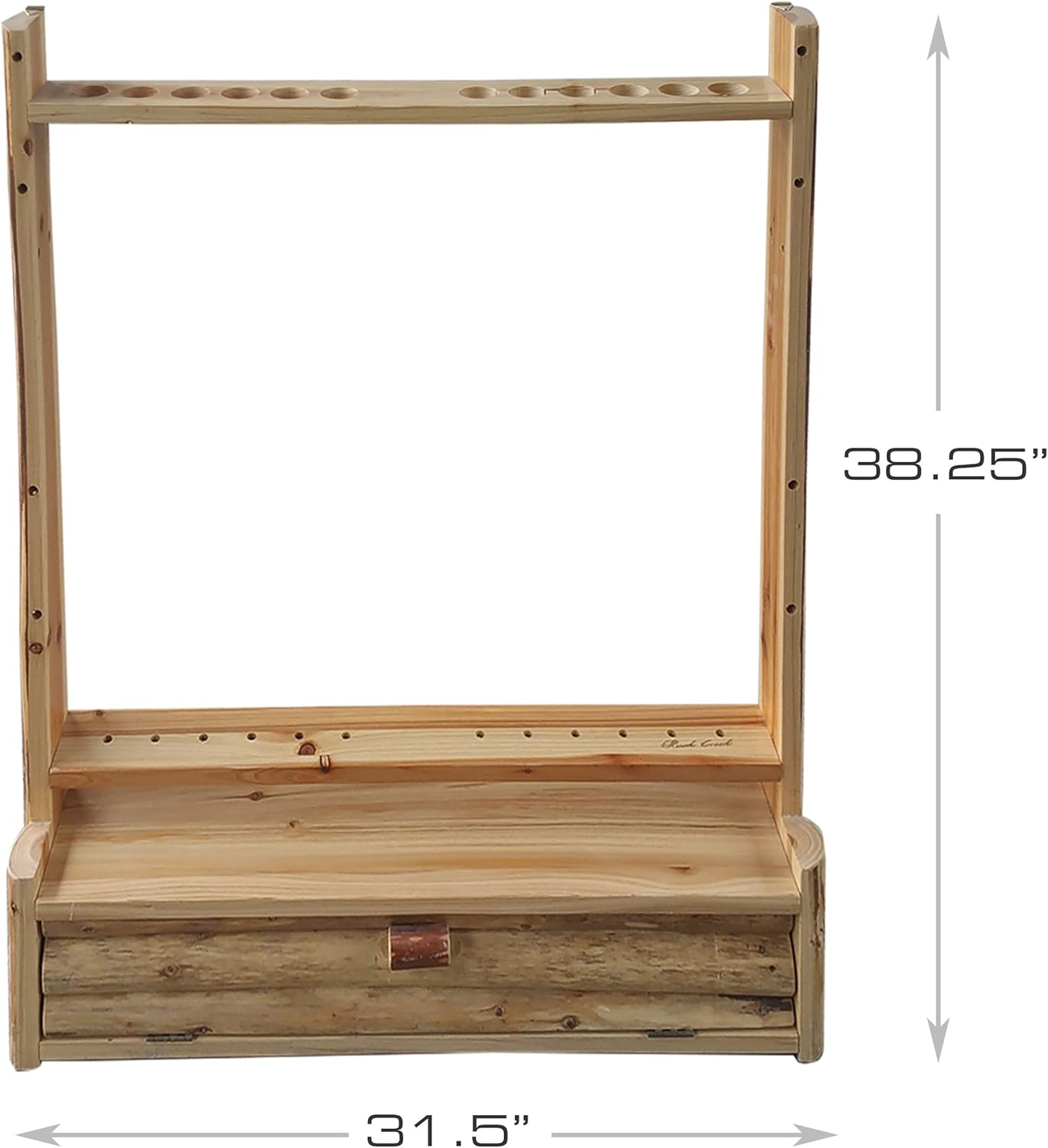 Rush Creek Creations- Rustic 2 Compound Bow Holder Archery, 12 Arrow Holder Wall Mount Storage, Bow Rack Wall Display with Accessories Compartment, Handcrafted, Durable Material, 39"L x 31.5"W x 5.3"D