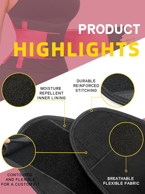 KOOCHY Waist Trainer for Women - Waist Trimmer Back Support Belt Sweat Wrap for Weight Loss Workout Fitness Gym Sport