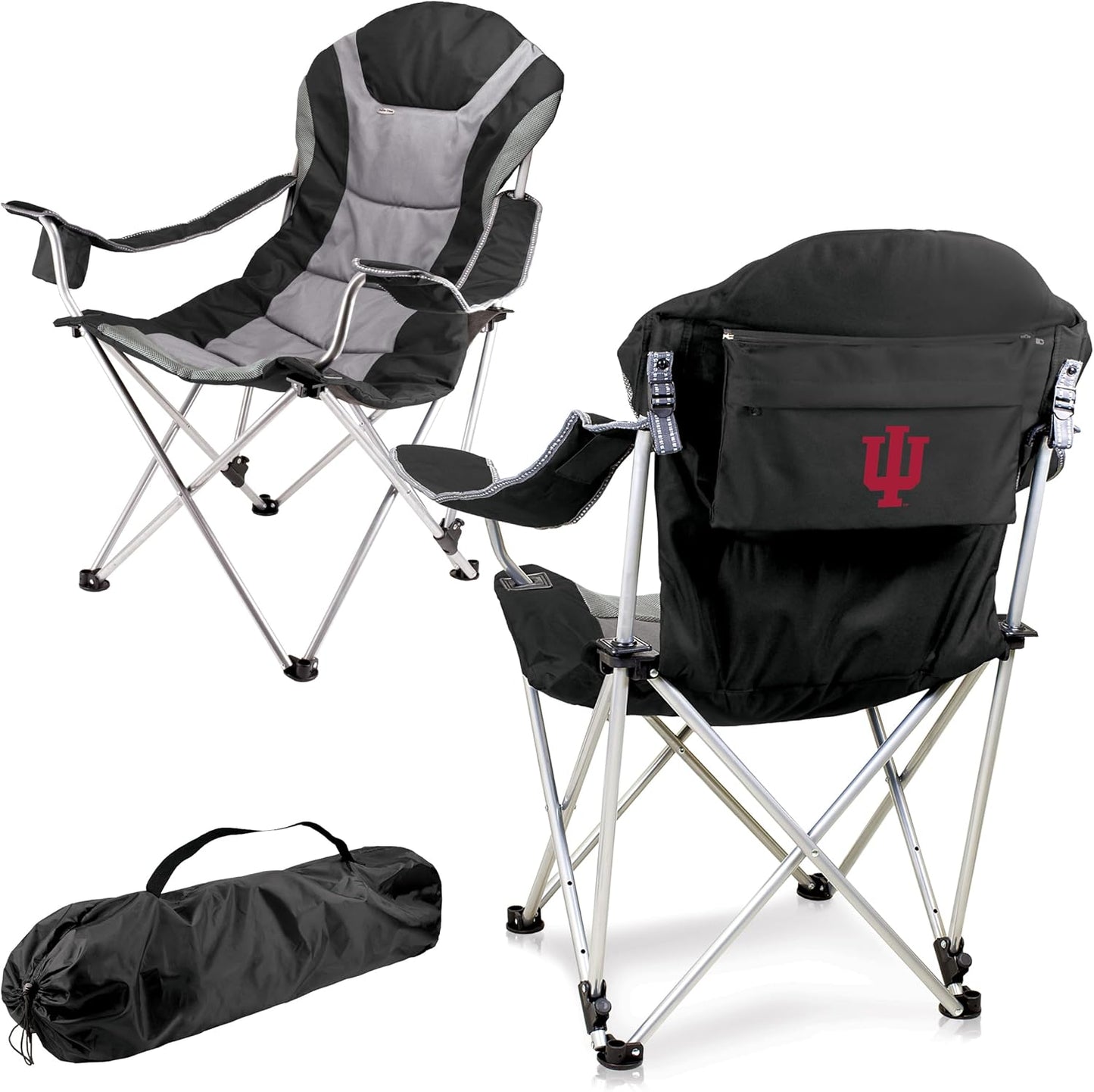 PICNIC TIME NCAA Arkansas Razorbacks Reclining Camp Chair - Beach Chair for Adults - Sports Chair with Carry Bag