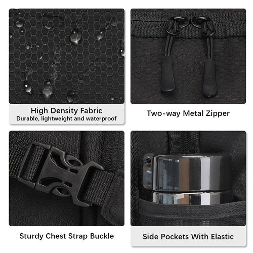 Goloni Hydration Hiking Backpack, 22L, Black, Unisex, Modern, Water Resistant, 6 Pockets, 5.5" x 11" x 18.5", Perfect for Hiking, Running, Sports