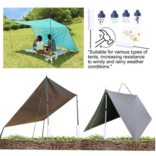 Tent Poles Holders,Sturdy Pole Anchor with Spike for Sunshade, Flag,Perfect for Camping Fly Tarps Rods,Trekking Poles (Set A)