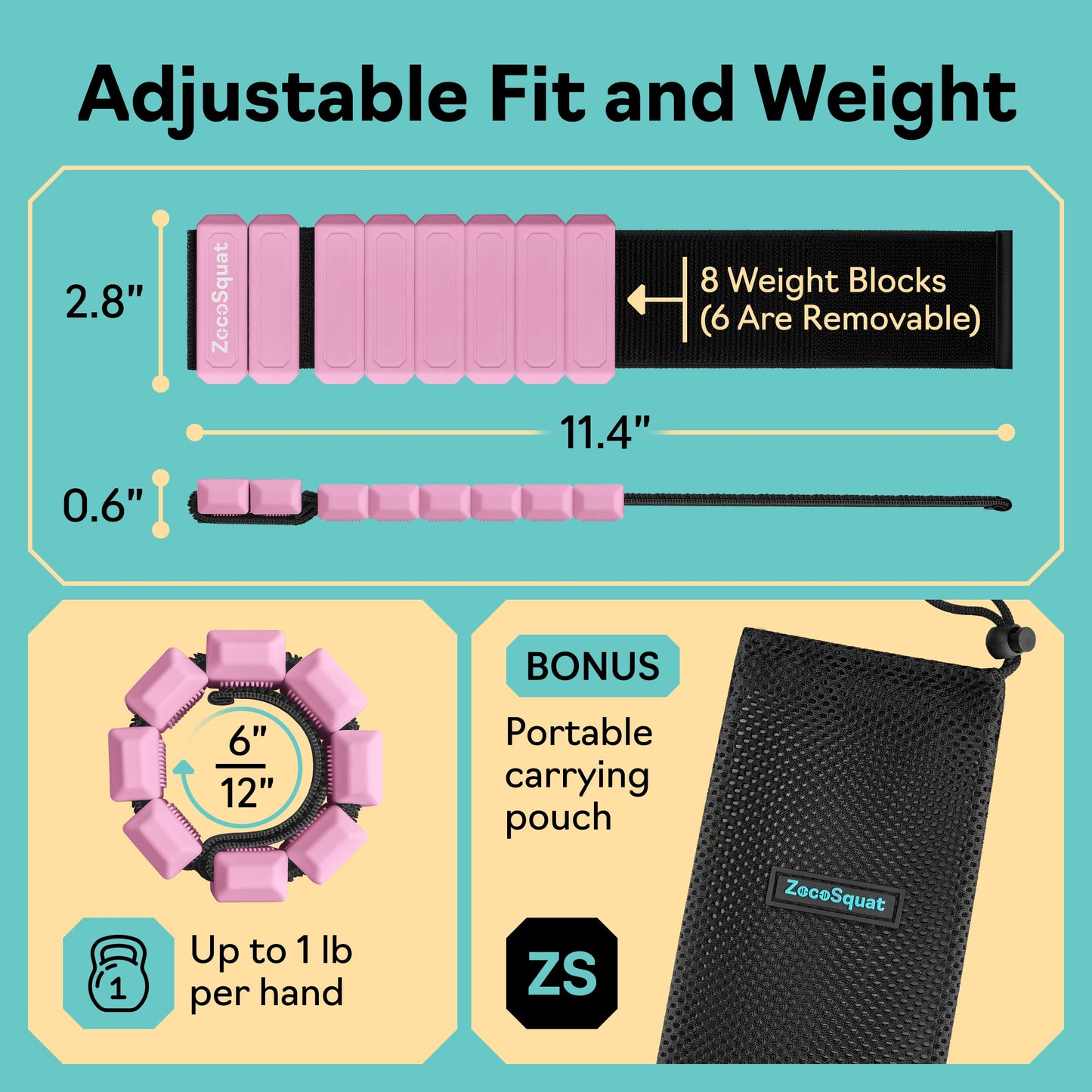 Ankle Weights for Women and Wrist Weights for Women at Home - Arm and Leg Weights, Non-Slip Desig, Set of 2 (1 lb each)