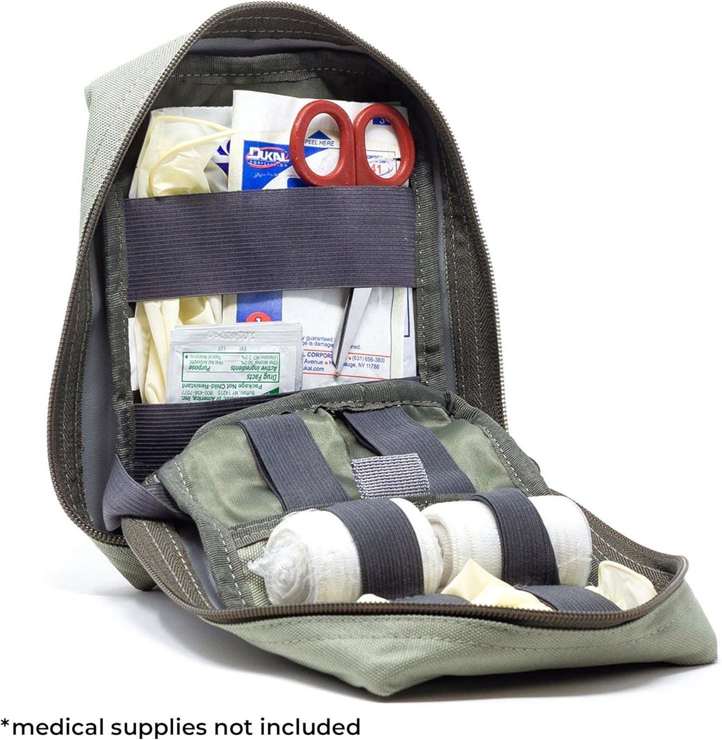 3VGEAR Large MOLLE Medic Pouch - Waterproof with Clamshell Opening, Elastic Loops for Medical Supplies, Hook and Loop Strips, Rugged 600D Polyester