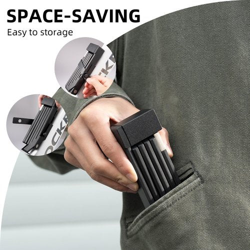 ROCKBROS Folding Bike Lock, Bicycle Lock Heavy Duty Anti Theft, Bike Locks with Mounting Bracket, Durable Alloy Scooter Lock,67 cm/26 inches