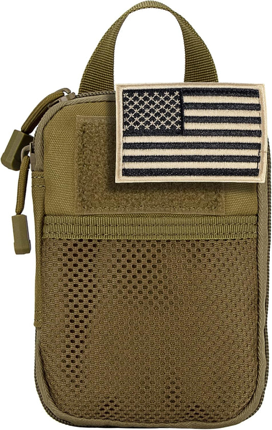 IronSeals Tactical Molle EDC Pouch Utility Tool Pouch Compact Pocket Organizer Pouch with US Flag Patch