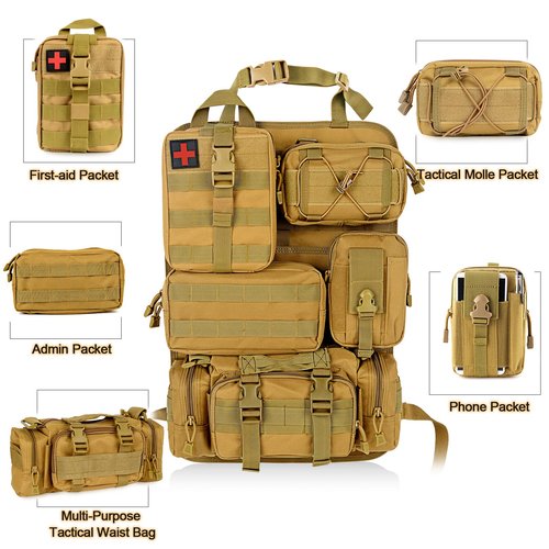 Universal Tactical Vehicle Back Seat Organizer with 5 Molle Pouch Molle Pouches Truck Seat Organizer Tactical Gear for Car Truck Ford Jeep Vehicle