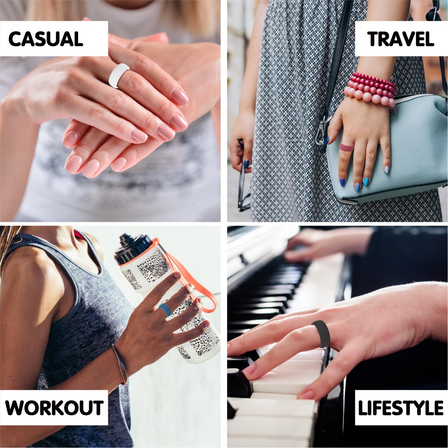 Gdabuzz 5 Packs Wedding Band for Men Women Flexible Comfort Sport Silicone Ring (21.1)