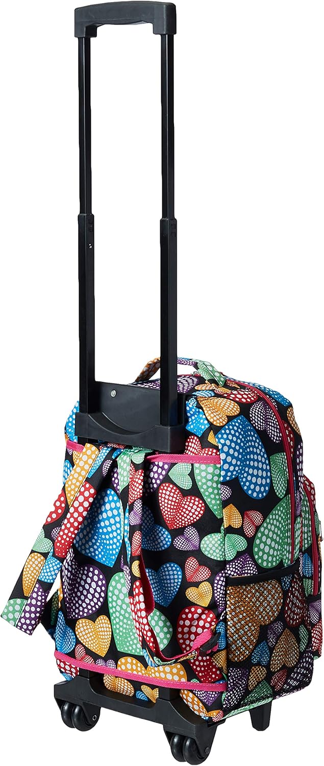 Rockland Double Handle Rolling Backpack, BLUELEOPARD, 17-Inch