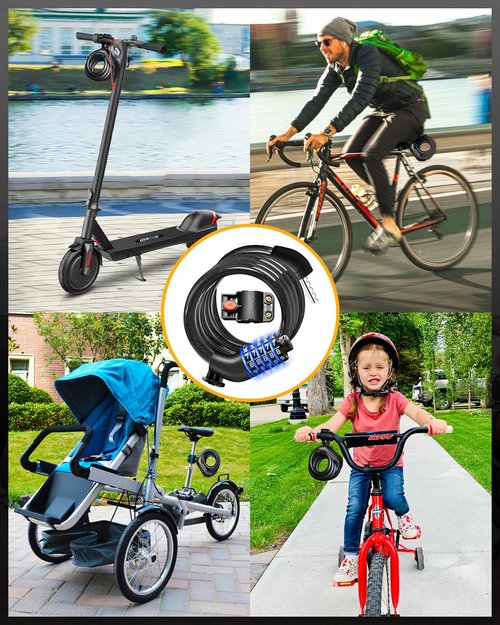 Everyfun Bike Lock Cable with Combination,High Security 5-Digit Resettable Combination Bicycle Lock Anti-Theft, Scooter Lock with Mounting Bracket for Bikes and Scooters(Black)