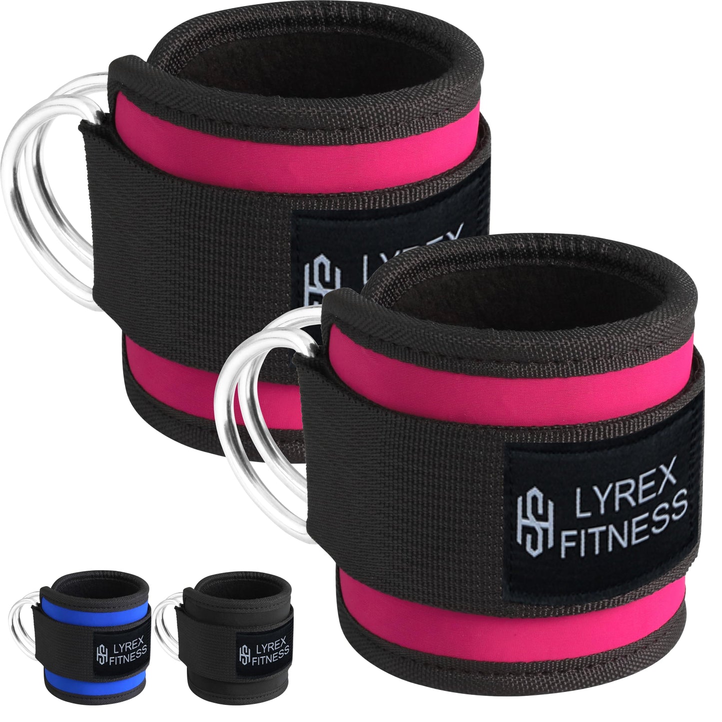 Ankle Strap for Cable Machine and Strength Training - Premium Padding for Comfort, Ankle Cable Starps for Workout, Compatible with Glute Kickback, Leg Extension, Leg Press, Hip Abductors & lower body exercises- Blue