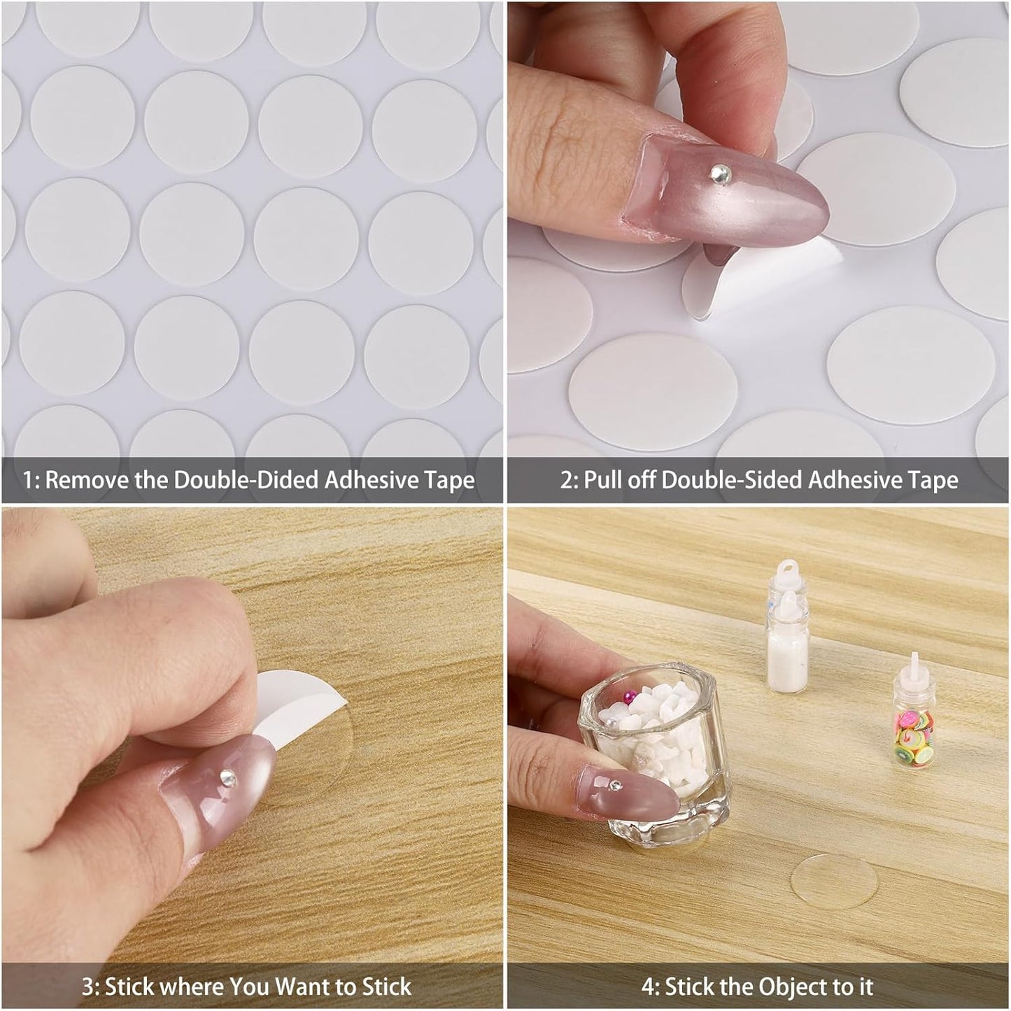 700 Pcs Circle Dot Stickers Lables 3/4" White Double Sided Sticky Transparent Sticky Tack Adhesive for Office Festival Decoration