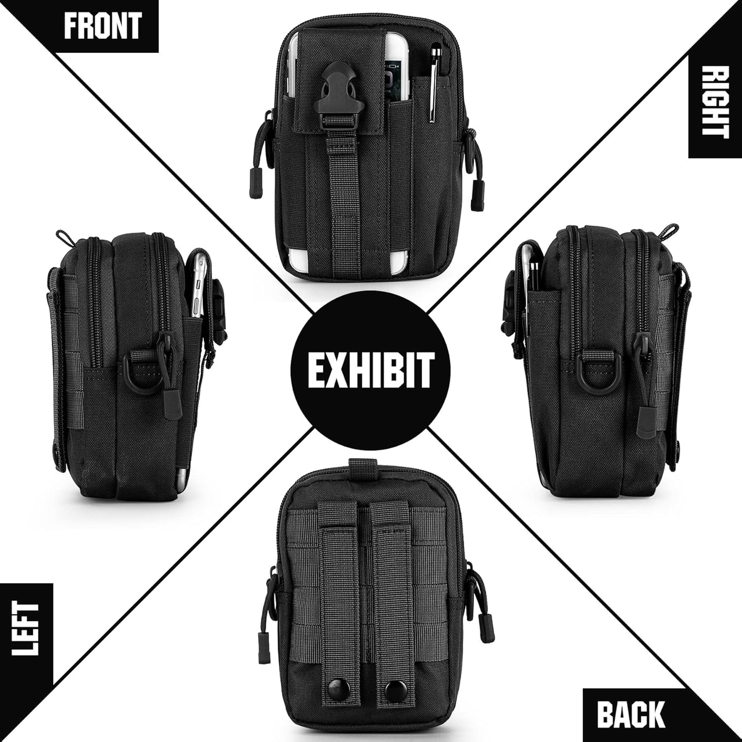 IronSeals Tactical Molle Phone Pouch Compact Utility Belt Waist Bag with Shoulder Strap for iPhone 14 Plus/14 Pro Max/14 Pro/14/13 Pro Max/13/12 Pro