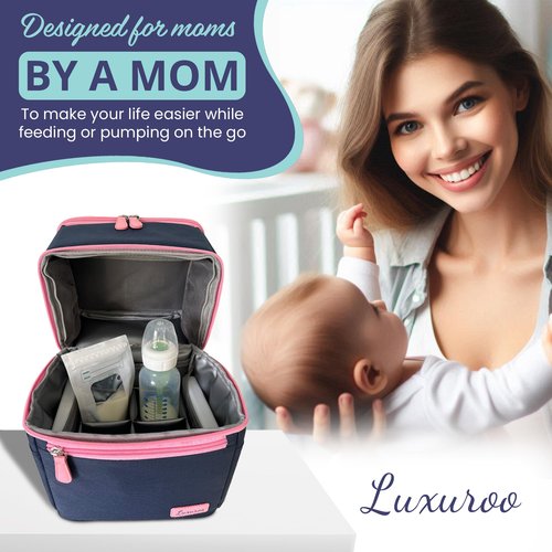 Luxuroo ICE Slim Design Reusable BPA Free Non-Toxic Breast Milk Ice Packs Cold Freezer Packs for Breastmilk Storage Baby Bottles Lunch Coolers Day Care Breastfeeding Pumping Moms (Set of 4, White)