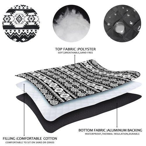 hswosnas Picnic Blankets Beach Blanket 80" X 60" Extra Large Waterproof Camping Blankets Portable Outdoor Mat 3-Layer Blanket for Beach, Hiking, Park, Music Festival, Grass Lawn,Travel