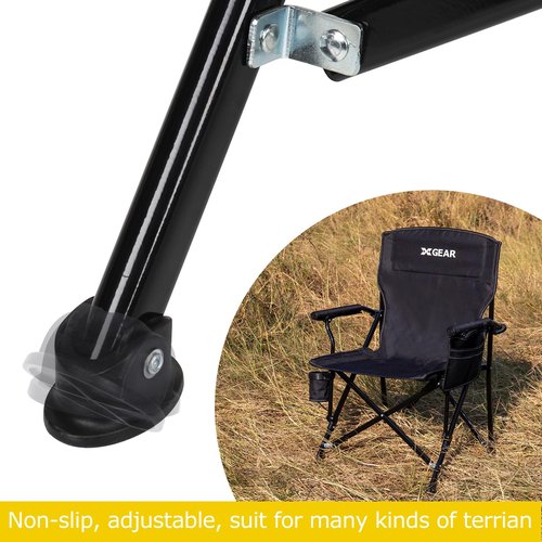 XGEAR 2-Pack Camping Chair with Padded Hard Armrest, Sturdy Folding Camp Chair with Cup Holder, Storage Pockets Carry Bag Included, Support to 400 lbs, Black