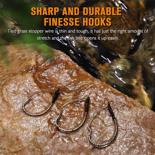 Dovesun 30PCS Weedless Wacky Rig Hooks Worm Fishing Hooks for Bass Fishing Size 2/0 for Ne-ko, No Sinker Rig Wide Gap with Soft Worm Baits