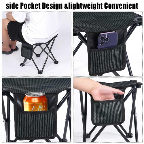 Tevaibo Camping Stool Portable, 13.7 Inch Folding Stool for Outdoor Gardening, Fishing, BBQ, Hiking with Carry Bag(400 LBS Capacity)