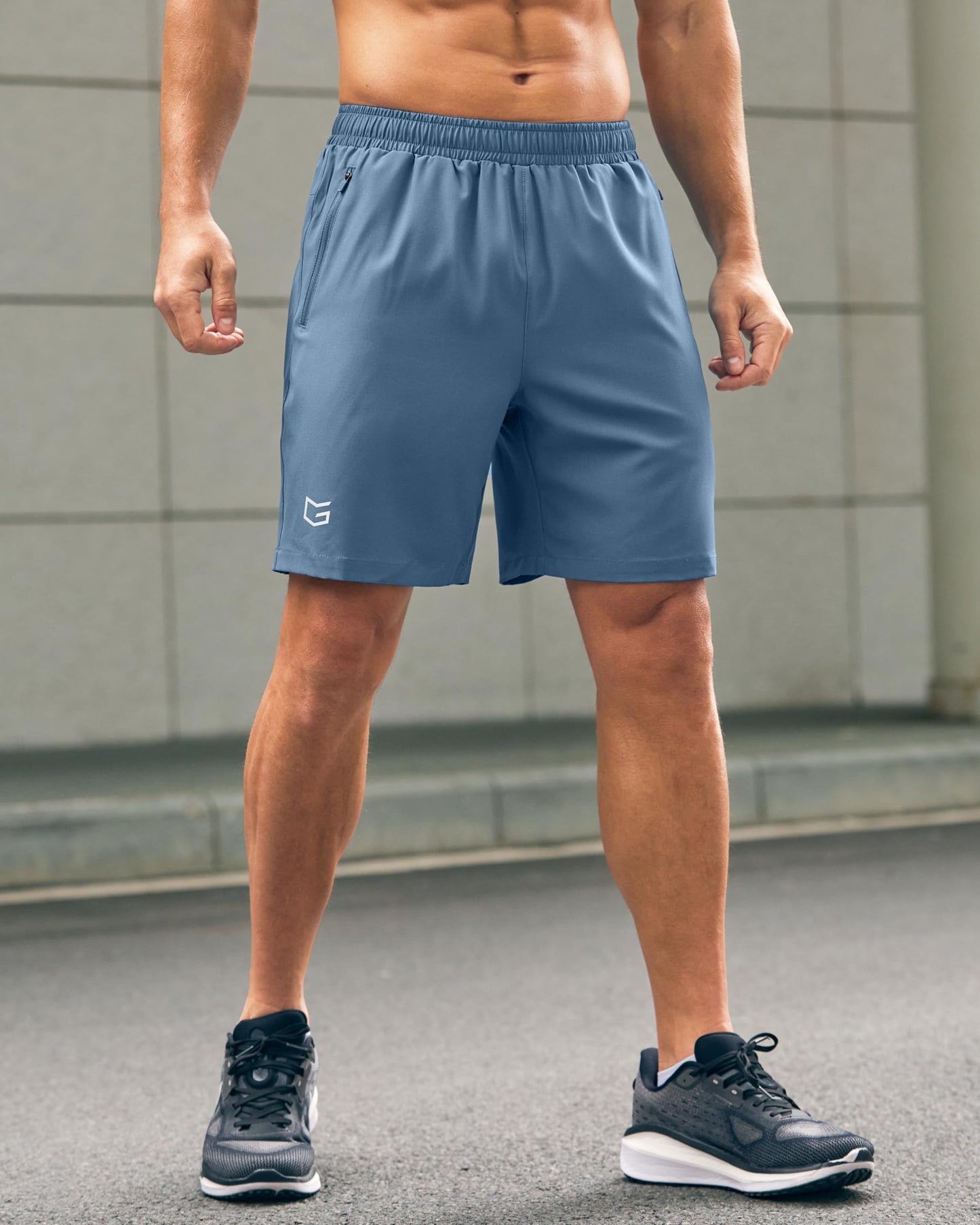 G Gradual Men's Athletic Running Shorts with Zipper Pockets Quick Dry 7"/ 5"/ 9" Workout Gym Shorts for Basketball Hiking(Federalblue,7XL)