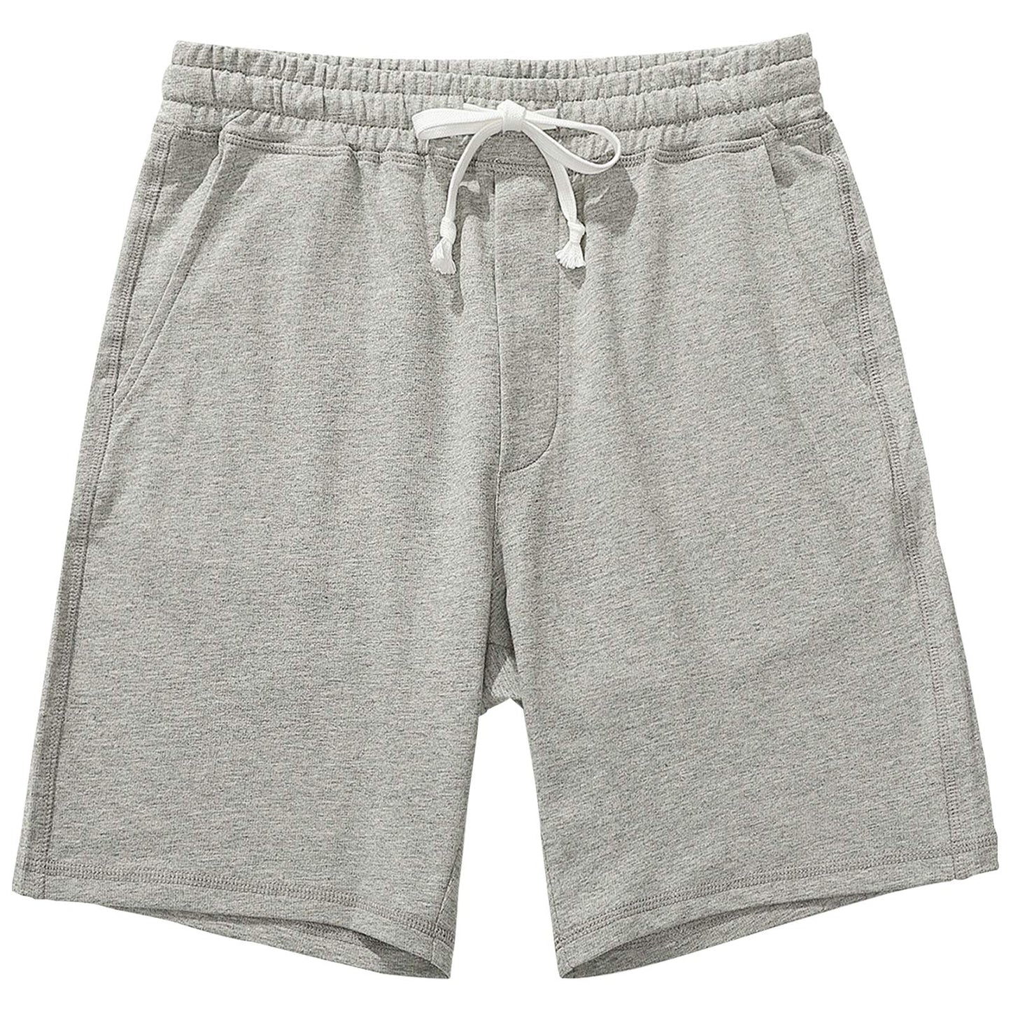 AMY COULEE Men's Casual Shorts 8” Cotton Athletic Workout Lounge Sweat Shorts with Pockets (Gray, L)