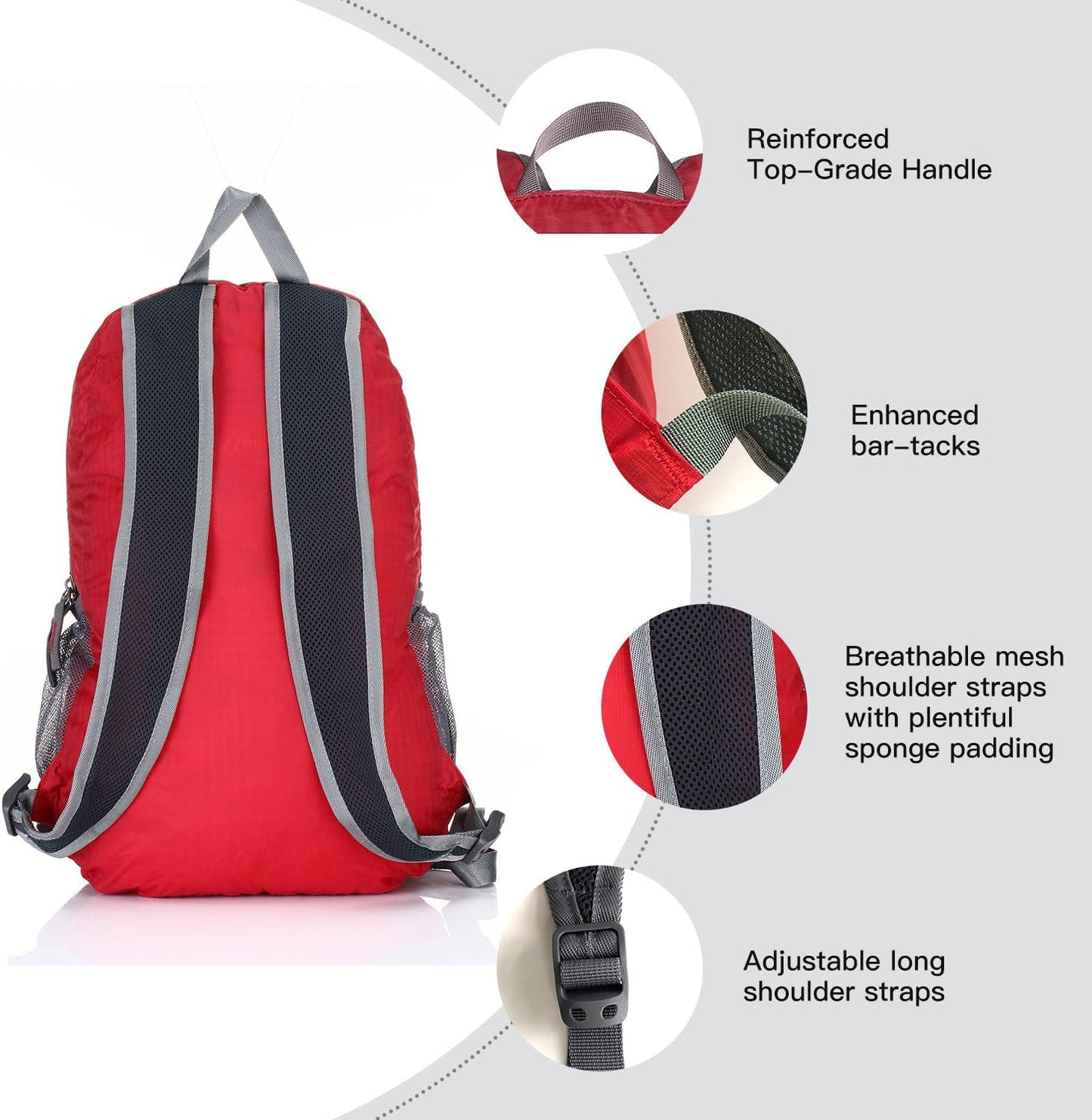 Outlander Packable Handy Lightweight Travel Hiking Backpack Daypack, Black