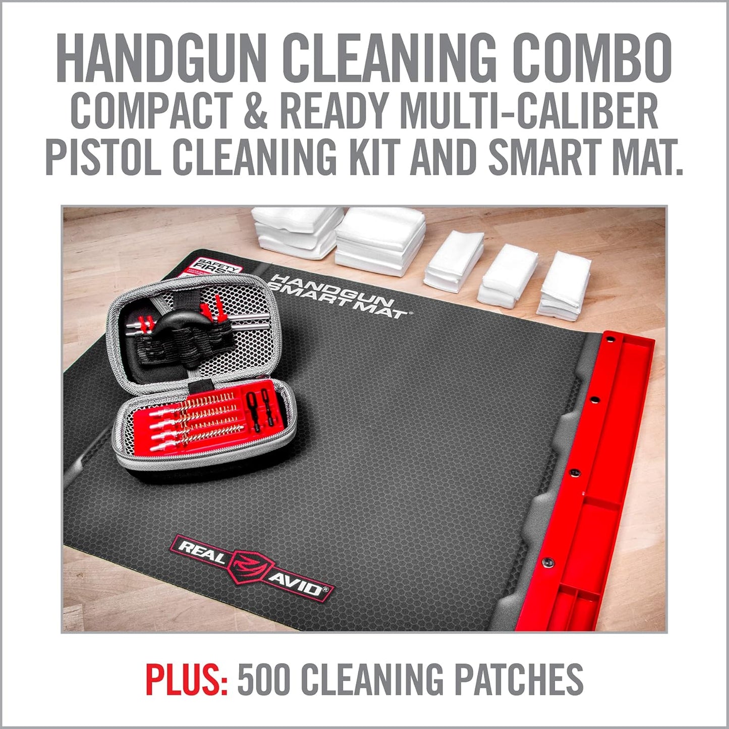 Real Avid Handgun Cleaning Kit with Gun Cleaning Mat & Magnetic Tray for 9mm, .40, .45 Caliber Pistols