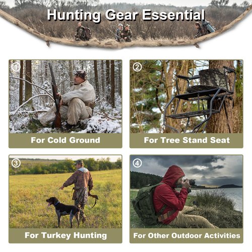 Hunting Seat Cushion Portable Foam Seat with Back&Straps Self-Supporting Hunting Seat/Chair Hunter Folding Tree Stand Seat Cushion Wear-Resistant Hunting Rest Cushion for Various Outdoor Activities