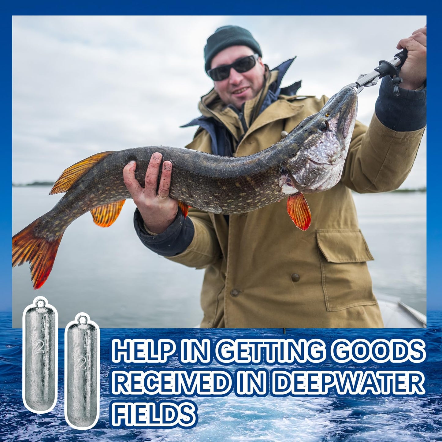 Gemscream Deep Drop Fishing Weight Metal Fishing Weights Drop Shot Weights Fishing Sinkers Drop Shot Weight for Saltwater Freshwater Fishing (2 lb)