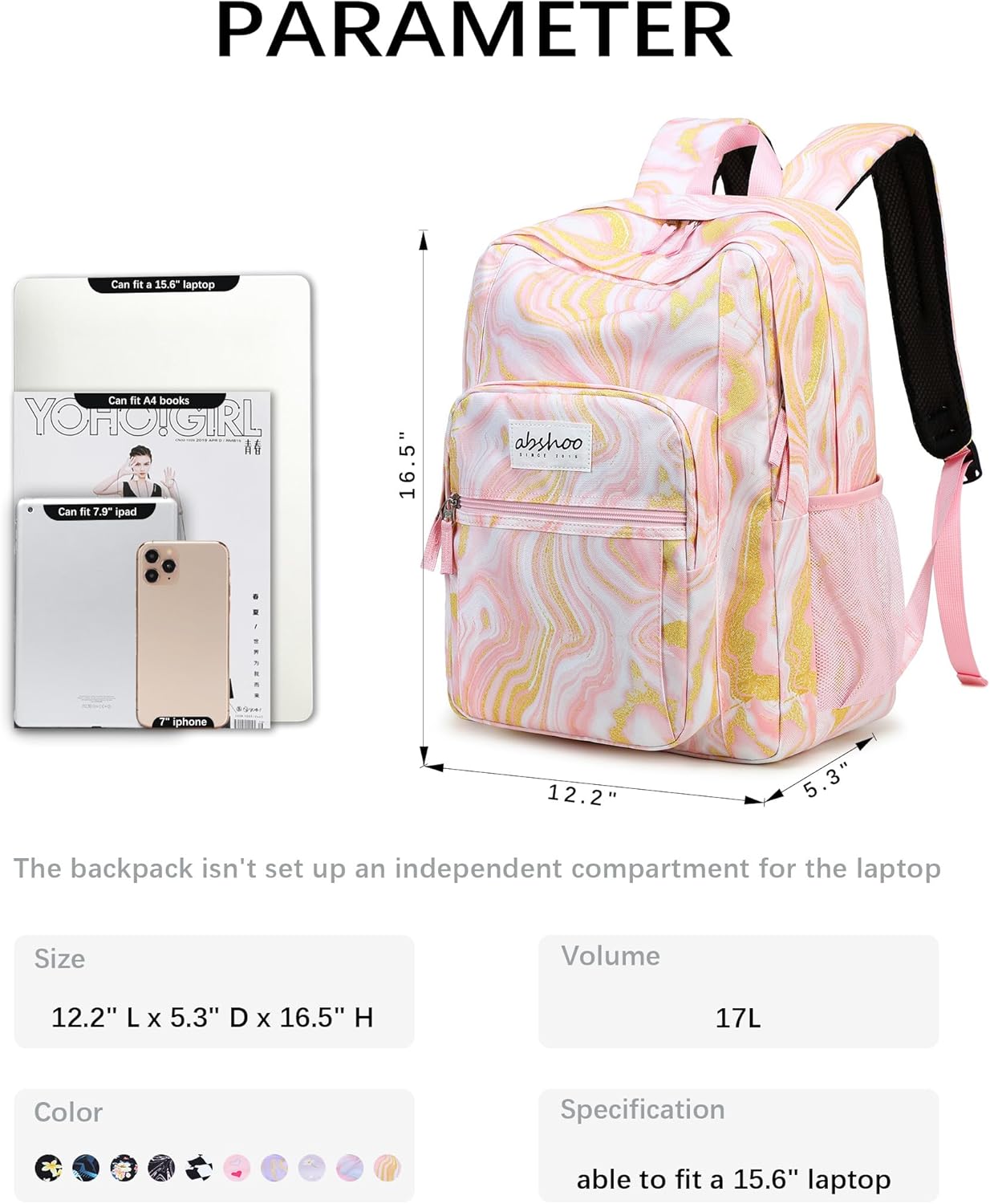 abshoo Classical Basic Travel Backpack For School Water Resistant Bookbag