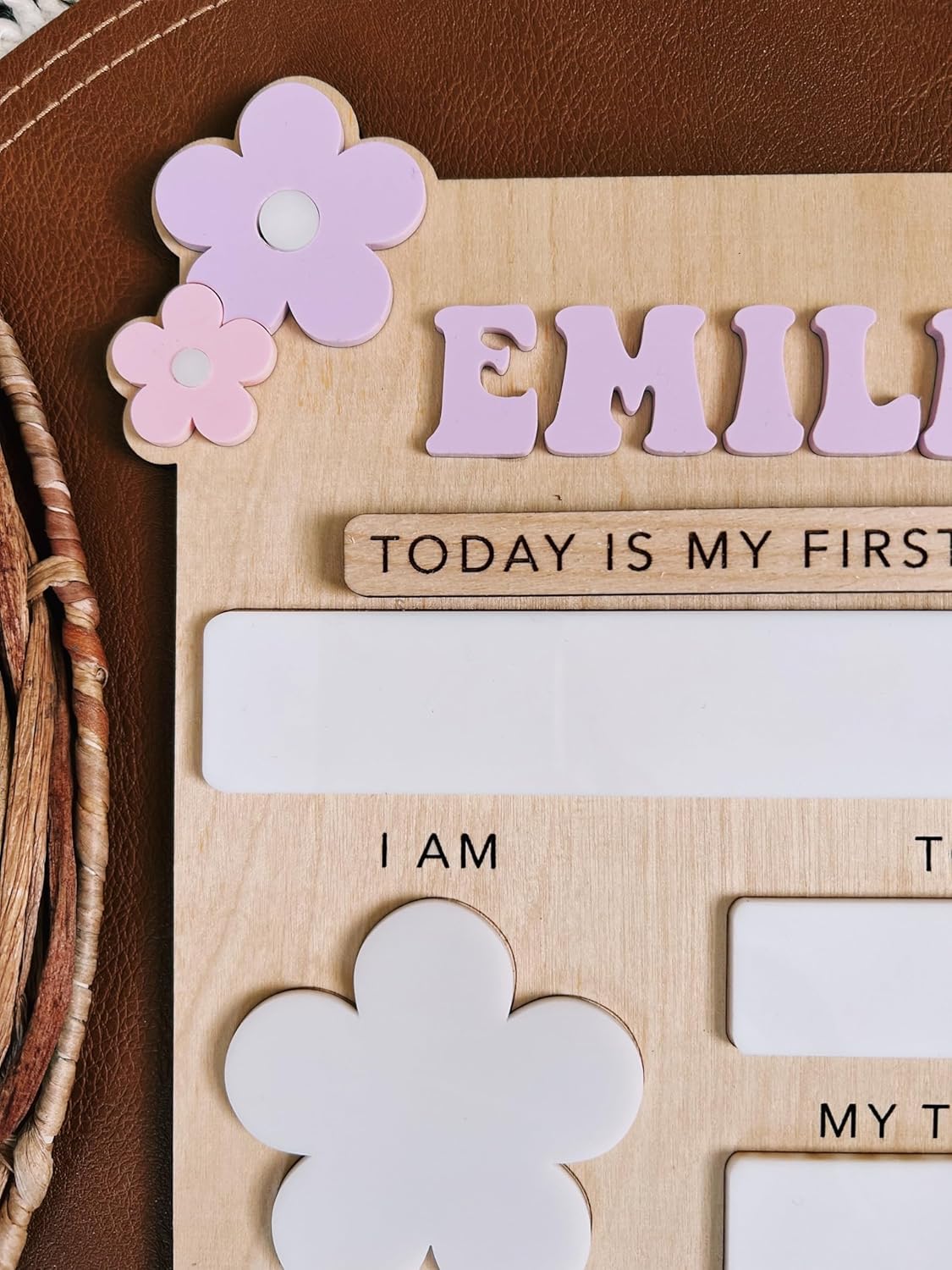 Custom First Day of School Sign - Personalized First and Last Day of School Board, Reusable Wooden Photo Prop with Name, Back to Schools Board with Interchangeable Pieces, Style 01