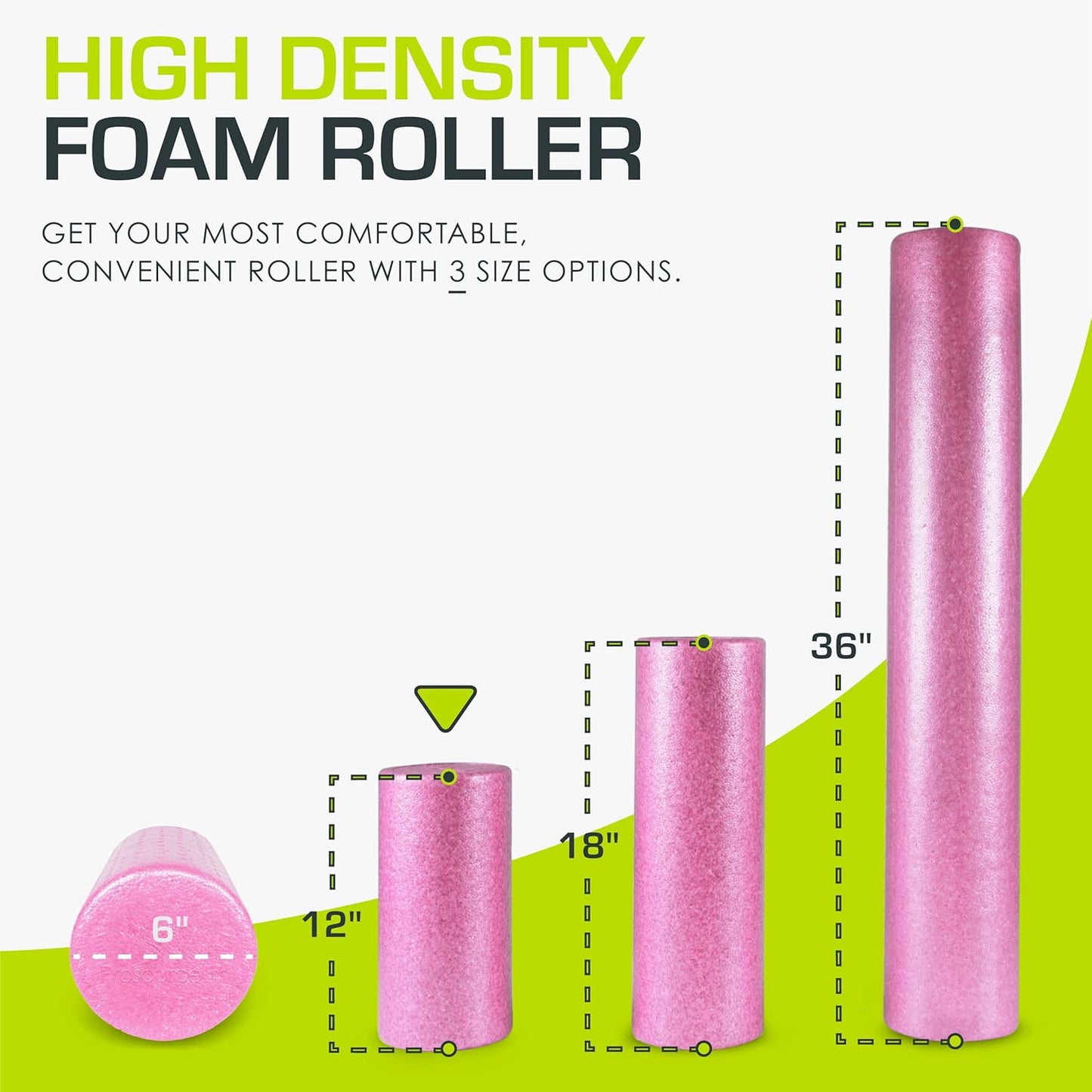 ProsourceFit High Density Foam Rollers 12 - inches Long, Firm Full Body Athletic Massage Tool for Back Stretching, Yoga, Pilates, Post Workout Muscle Recuperation, Black/Green
