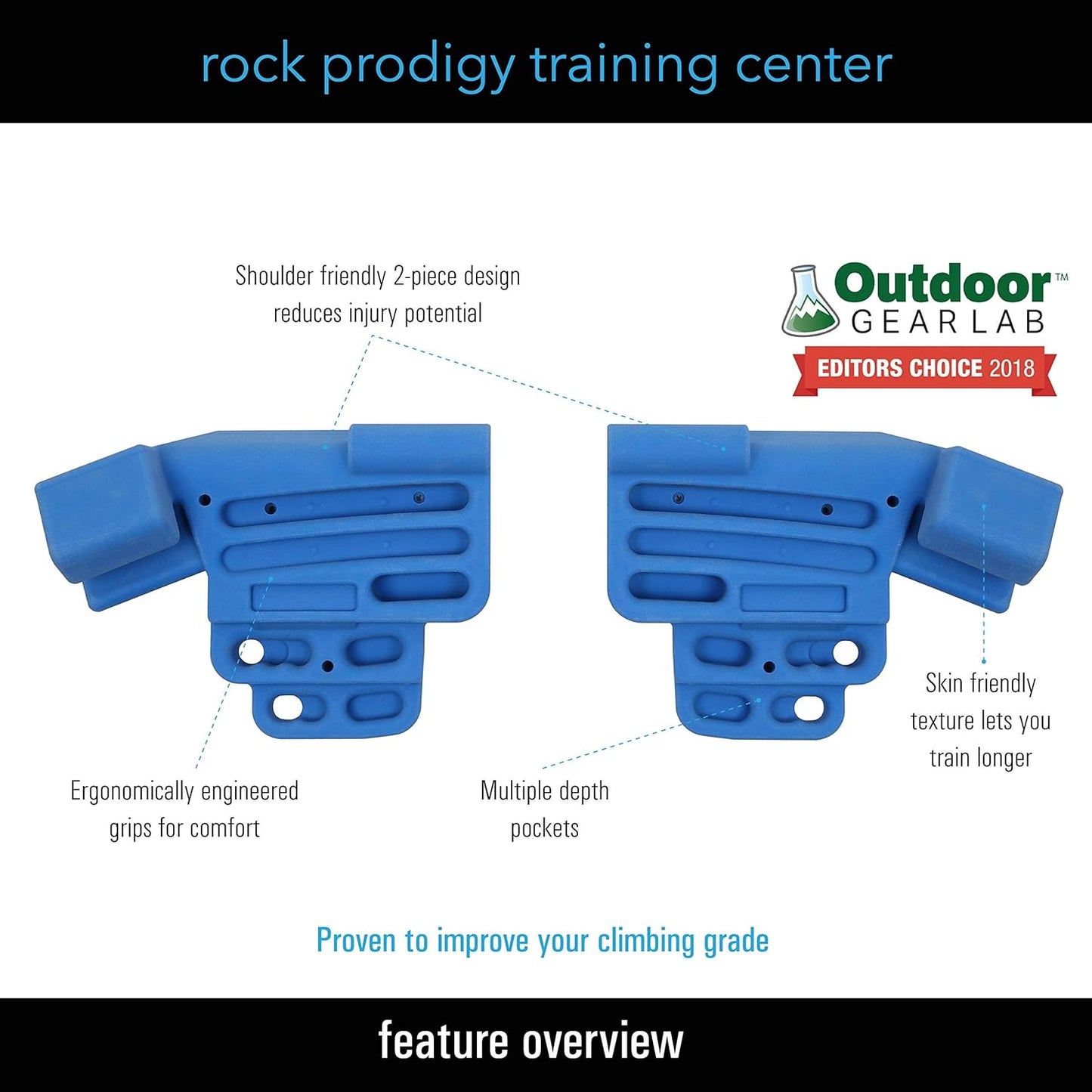 TRANGO Rock Prodigy Training Center - Rock Climbing Hangboard - 2-Piece Fingerboard System